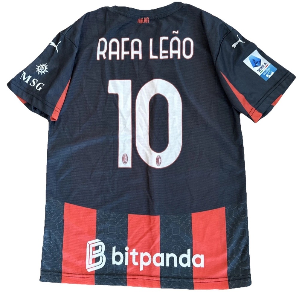 Puma AC Milan 2024-25 Home Jersey Rafa Leao 10 Soccer Shirt Mens Med Red Black